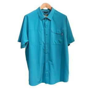 Marmot Mens XXL Short Sleeve Snap Front Hiking Shirt Turquoise Blue SCC-643